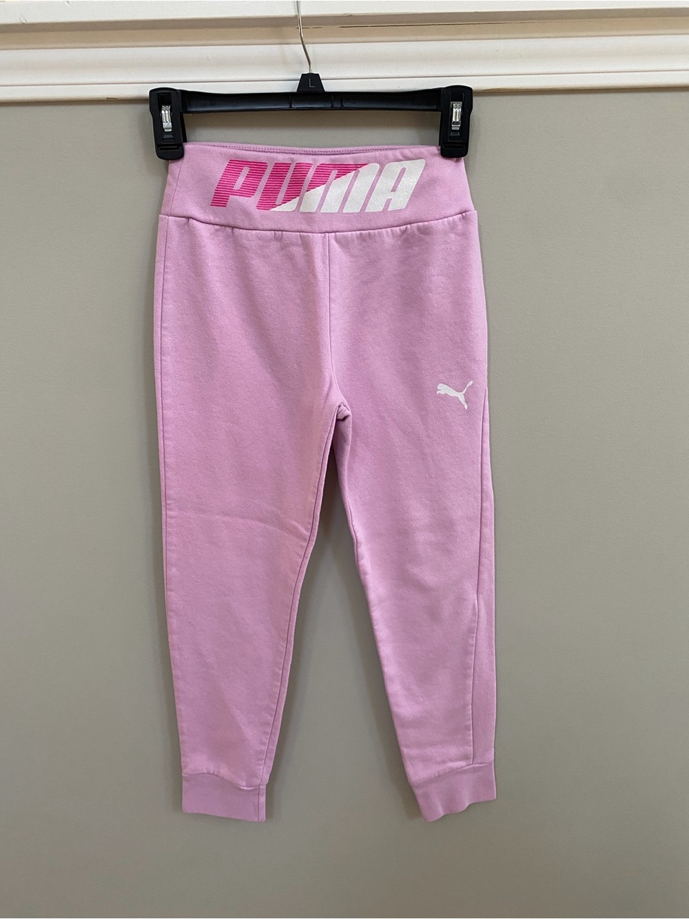 Puma Pink Logo Waistband Girls' Jogger Pants